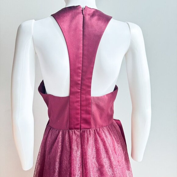 Vera Wang White Burgundy Lace Skirt open Back Maxi Gown 10 - Picture 9 of 10